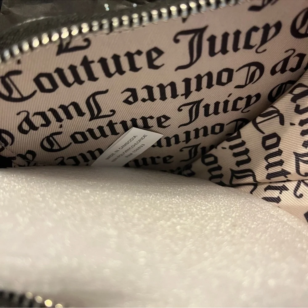 Juicy Couture Black Heart Wristlet with Rhinestone Logo